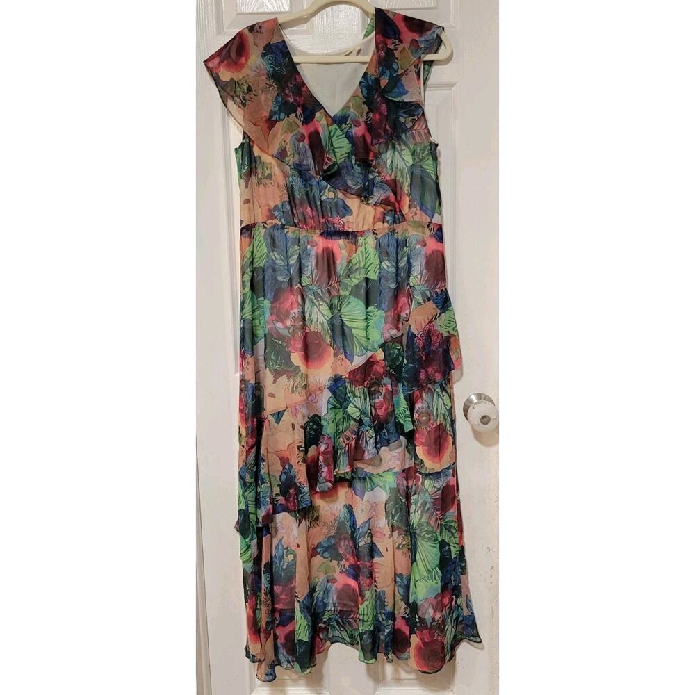 Soft Surroundings Ambrosia Tiered Maxi Dress Planterly Floral Size Large